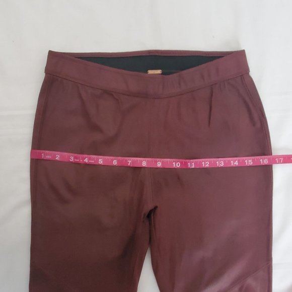 Free People Faux Suede Leather Pull-On Skinny Pants, Burgundy Women's Size 26 - Picture 13 of 15